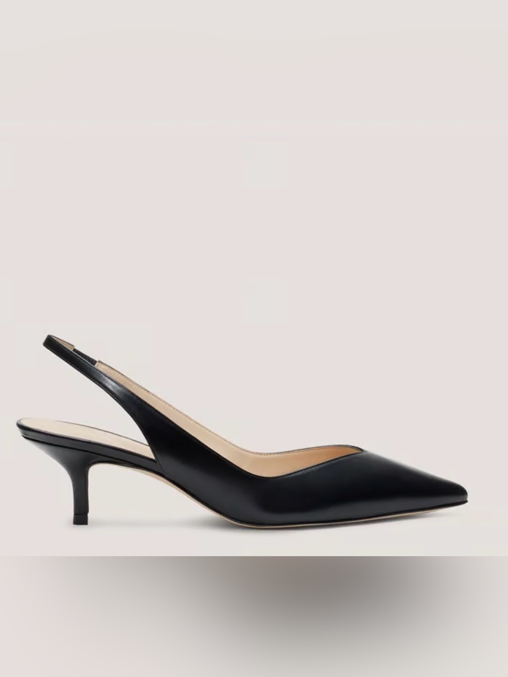 New Stuart Weitzman Black Leather Slingback Low Heel Pumps